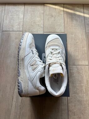 New Balance White Sneakers with Yellow Accent